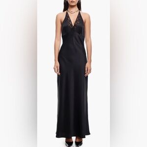 Lioness NWT Black Halter Maxi Dress
